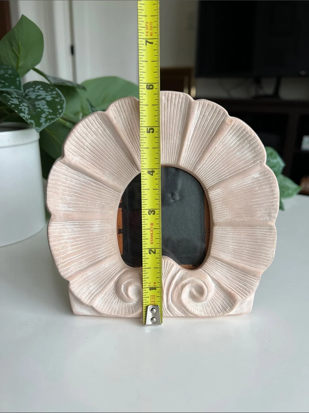 Vintage Ceramic Shell Picture Frame Small 2.75x3”